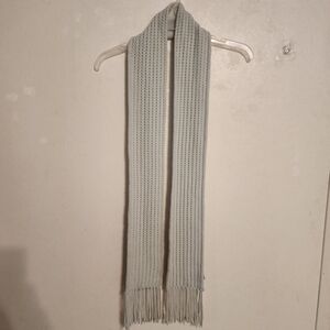 Ann Taylor Cashmere Crochet Scarf with Fringe Light Mint Green